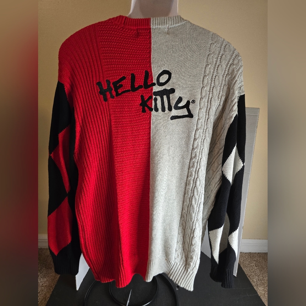Hello Kitty Forever 21 Cable Knit Sweater HTF Colorblock Men’s L Women’s Sz XL